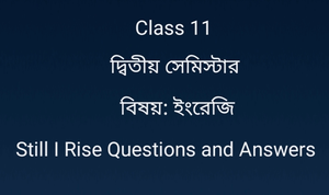 Still I Rise Questions Answers Class 11 English Second Semester